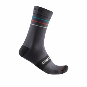 Castelli κάλτσες ποδηλασίας ENDURANCE 15 SOCK DARK GRAY/SKY BLUE-RED