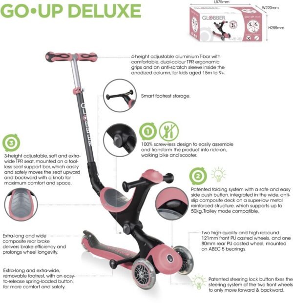 Globber Πατίνι Go-Up Deluxe Deep Pink