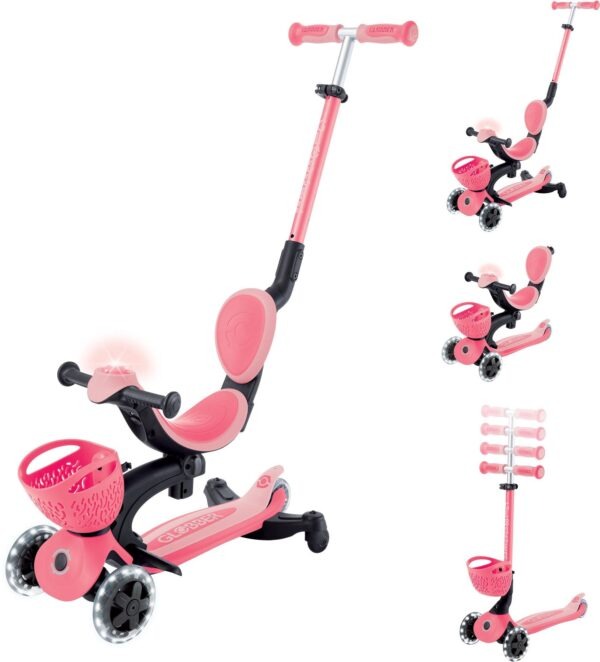 Globber Scooter Go.Up Baby Lights 360 Coral Pink