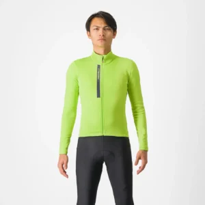 Castelli Entrata Thermal Jersey ELECTRIC LIME/DARK GRAY