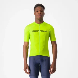 Castelli Μπλούζα Ποδηλασίας Prologo Lite Jersey ELECTRIC LIME/DEEP GREEN