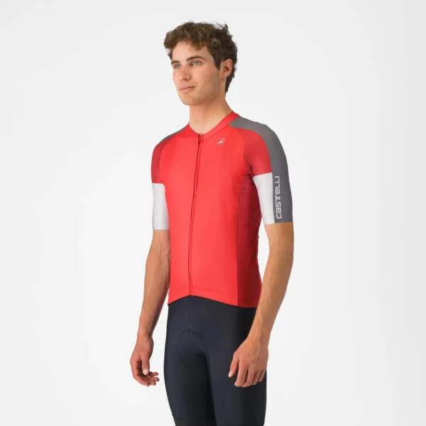 Castelli Μπλούζα Ποδηλασίας Entrata 6 Jersey RED/SMOKY GRAY-SILVER GRAY