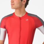 Castelli Μπλούζα Ποδηλασίας Entrata 6 Jersey RED/SMOKY GRAY-SILVER GRAY