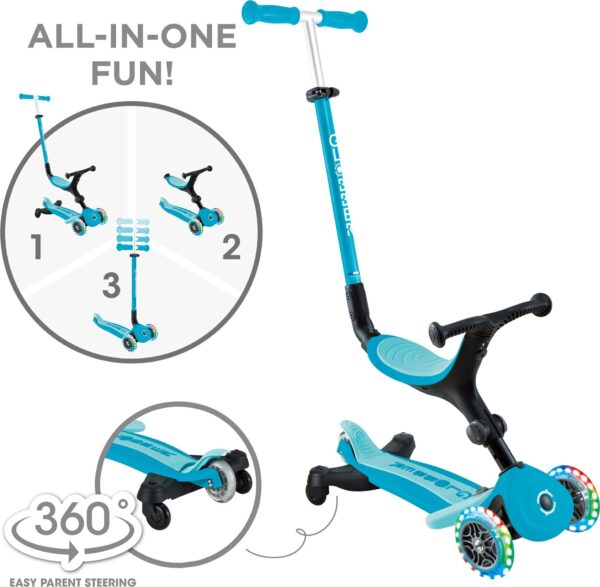 Globber Scooter Foldable Go.Up Active Lights 360 Aqua (749-300)