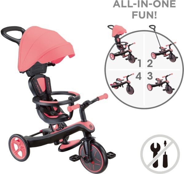 Globber Τρίκυκλο Trike Explorer 4 In 1 Coral Pink (634-110)