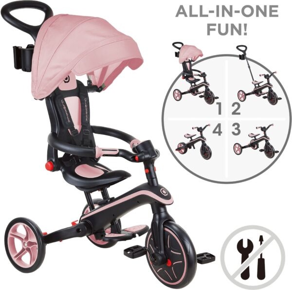 Globber Τρίκυκλο Trike Explorer Foldable 4 In 1 Pastel Pink (732-210)