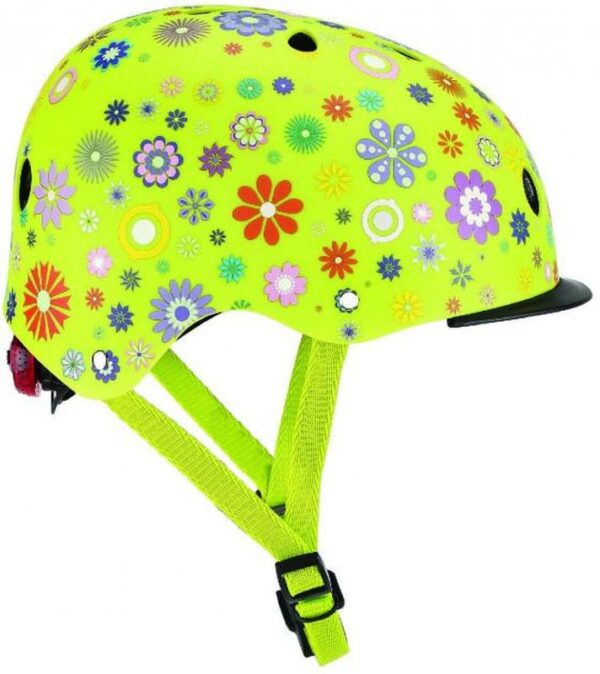 Globber Helmet  Elite Lights Lime Green Flowers