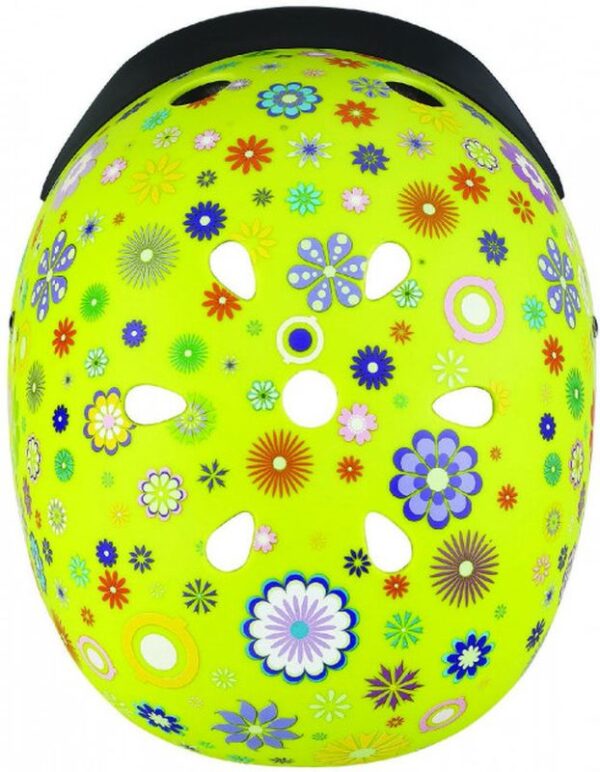 Globber Helmet  Elite Lights Lime Green Flowers